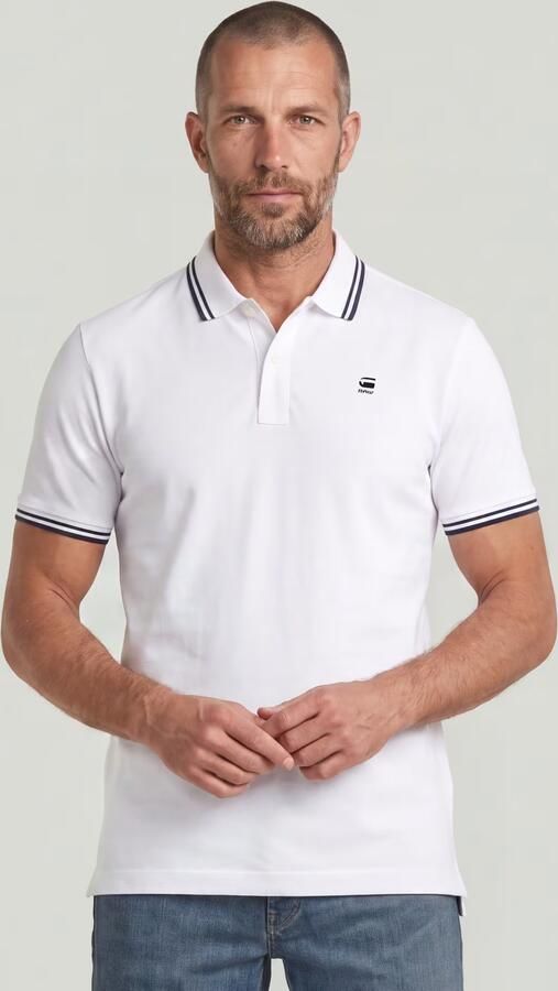 G-Star RAW Dunda Slim Stripe Polo Wit Heren - Foto 7