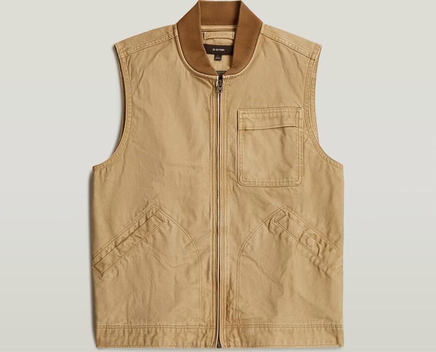 G-Star RAW Duty Canvas Vest Beige Heren - Foto 5