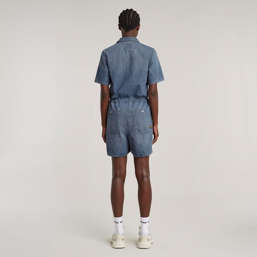G-Star RAW Easy Short Jumpsuit Midden blauw Dames
