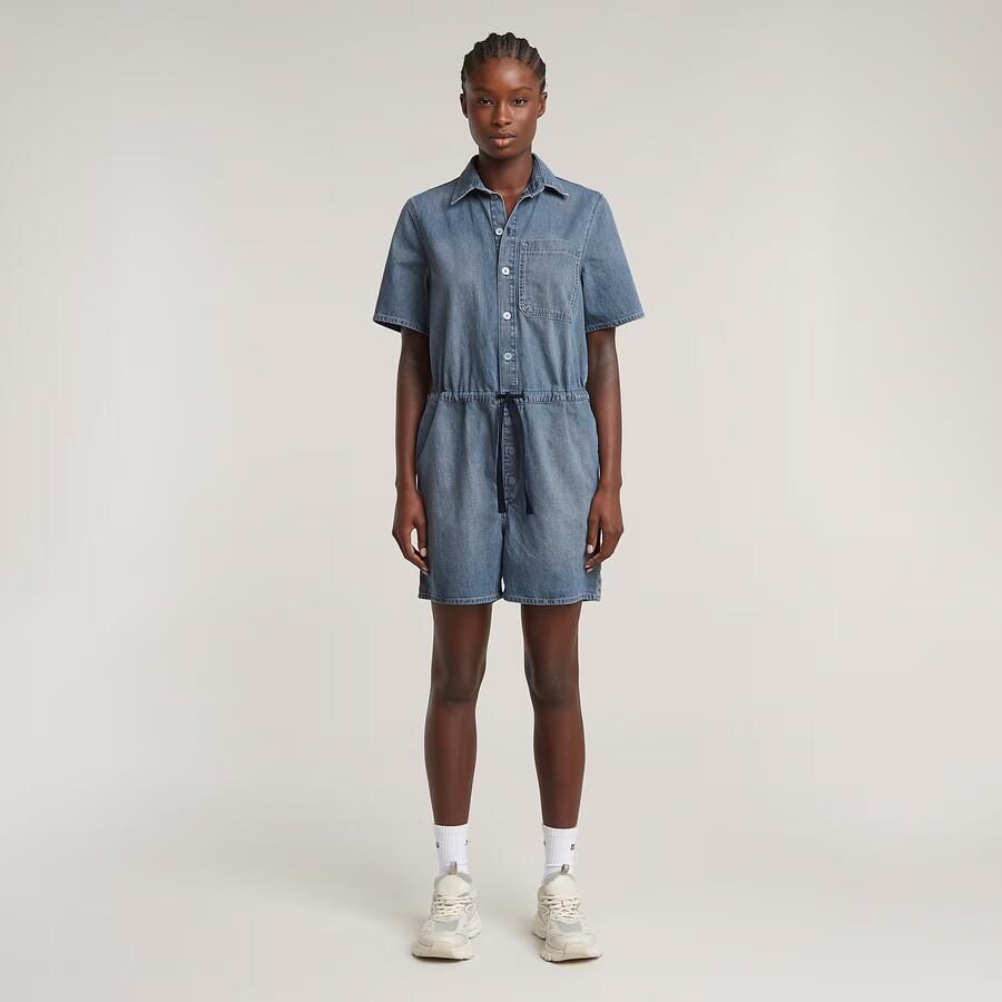G-Star RAW Easy Short Jumpsuit Midden blauw Dames
