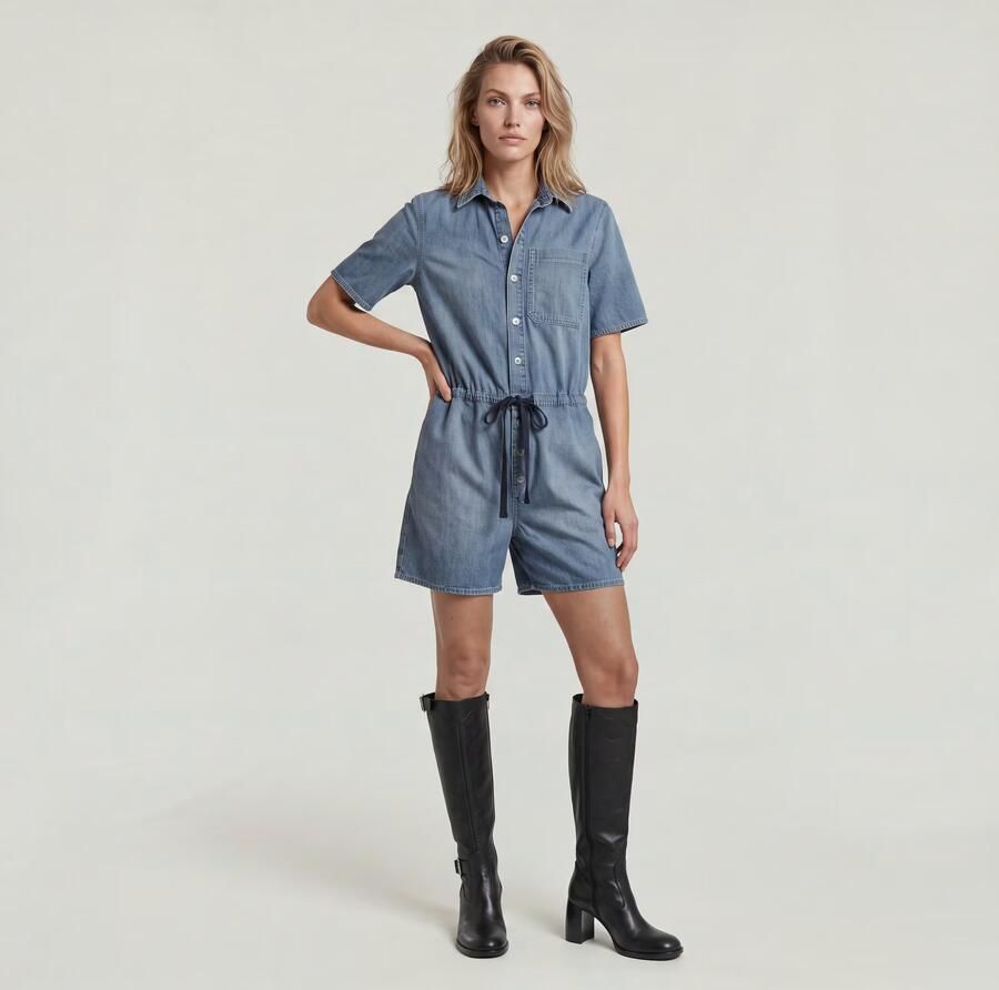 G-Star RAW Easy Short Jumpsuit Midden blauw Dames - Foto 3