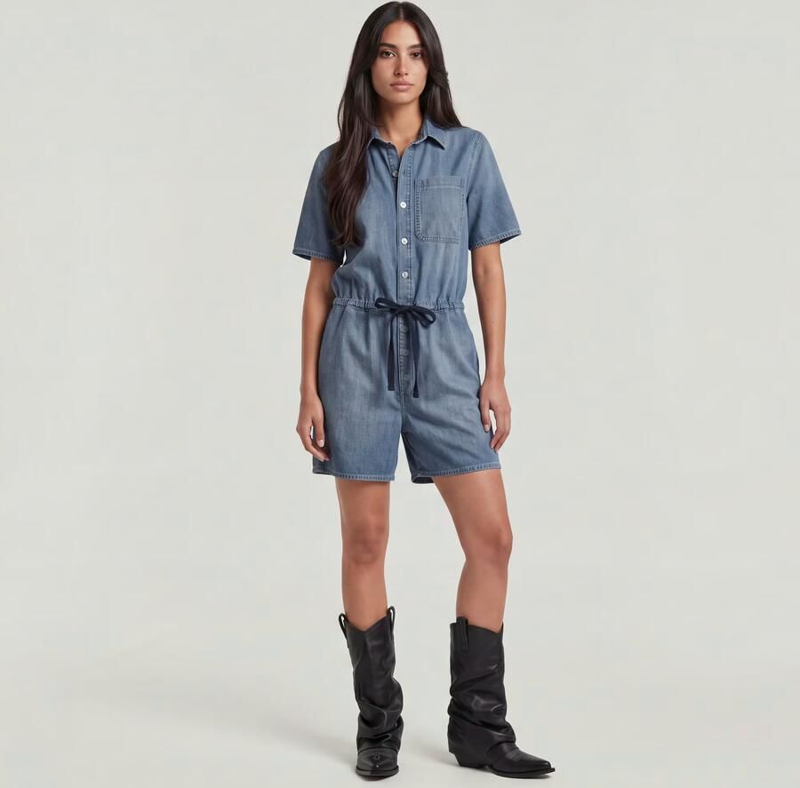 G-Star RAW Easy Short Jumpsuit Midden blauw Dames - Foto 4