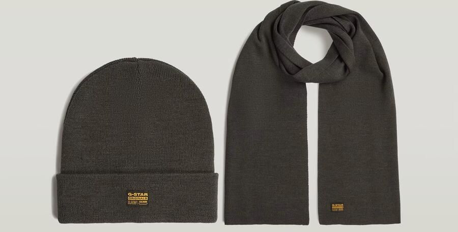 G-Star RAW Effo 2-set Beanie en Sjaal Grijs Heren