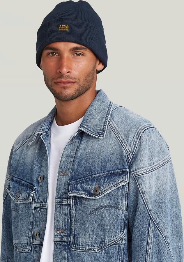 G-Star RAW Effo Long Beanie Uniseks Donkerblauw Heren - Foto 3