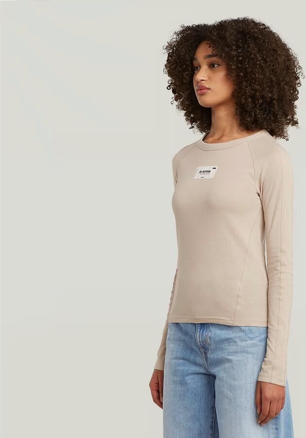 G-Star RAW Embro Patch Slim T-shirt Beige Dames - Foto 4