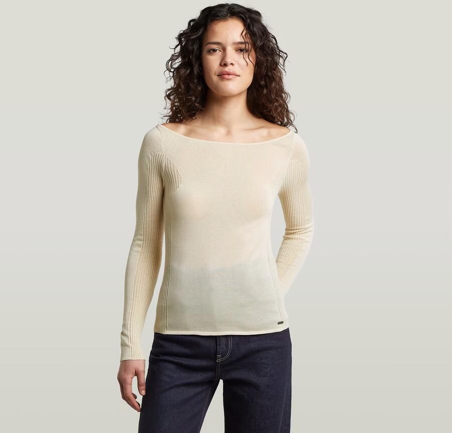 G-Star RAW Engineered Sheer Slim Gebreide Trui Wit Dames