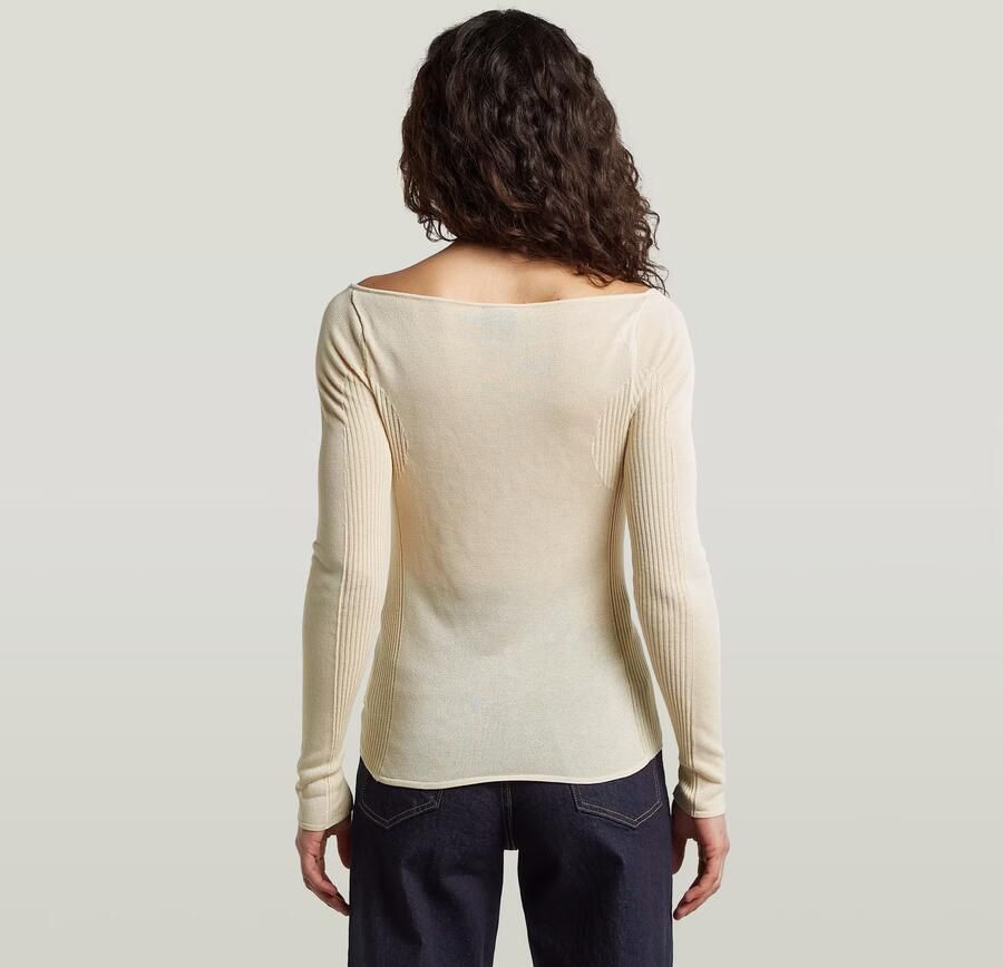 G-Star RAW Engineered Sheer Slim Gebreide Trui Wit Dames - Foto 4