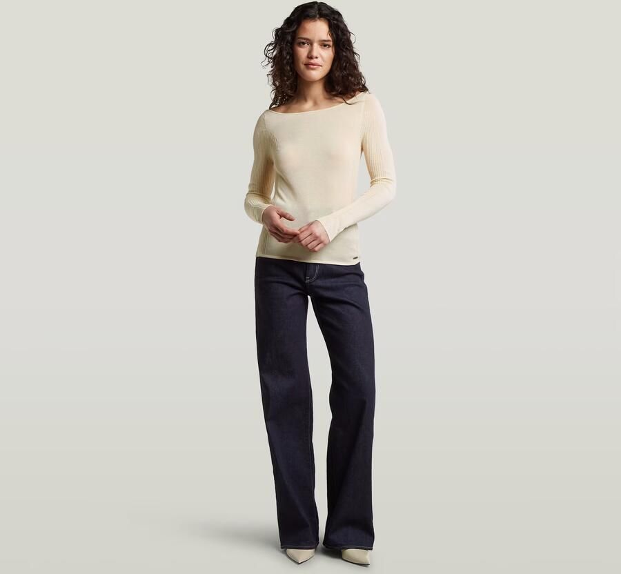 G-Star RAW Engineered Sheer Slim Gebreide Trui Wit Dames - Foto 5