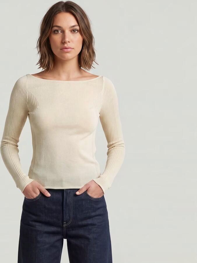 G-Star RAW Engineered Sheer Slim Gebreide Trui Wit Dames - Foto 4