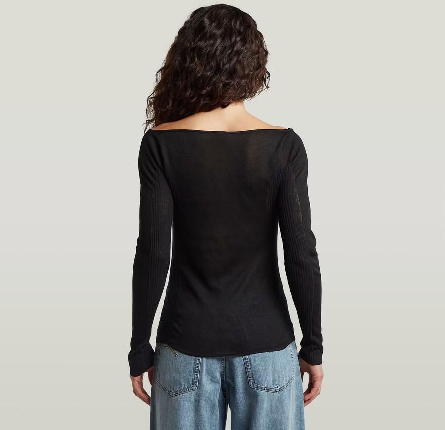 G-Star RAW Engineered Sheer Slim Gebreide Trui Zwart Dames - Foto 4