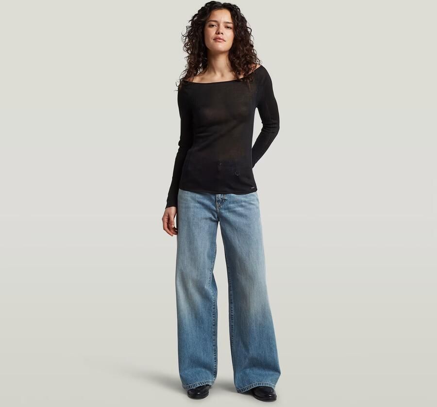 G-Star RAW Engineered Sheer Slim Gebreide Trui Zwart Dames - Foto 5