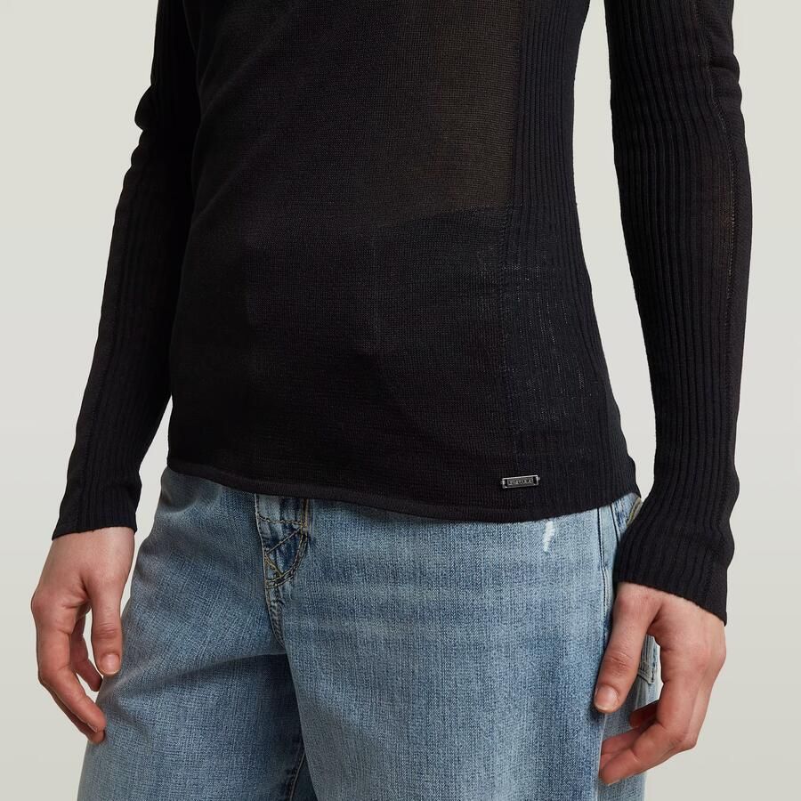 G-Star RAW Engineered Sheer Slim Gebreide Trui Zwart Dames - Foto 2