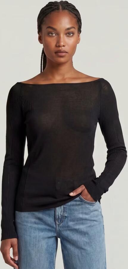 G-Star RAW Engineered Sheer Slim Gebreide Trui Zwart Dames - Foto 6