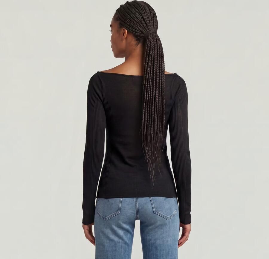 G-Star RAW Engineered Sheer Slim Gebreide Trui Zwart Dames - Foto 3