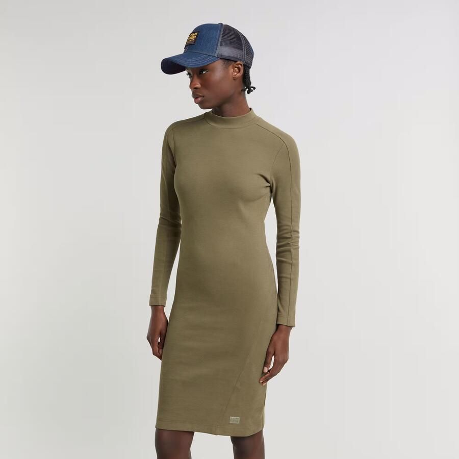 G-Star RAW Ergonomic Slim Rib Jurk Groen Dames