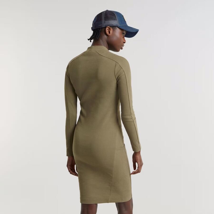 G-Star RAW Ergonomic Slim Rib Jurk Groen Dames - Foto 2