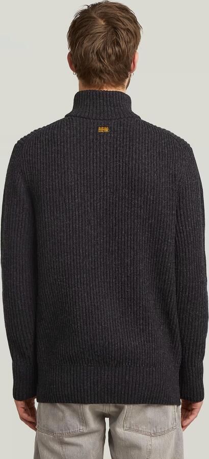 G-Star Raw Gebreide pullover van lanawolmix met opstaande kraag en ritssluiting - Foto 5