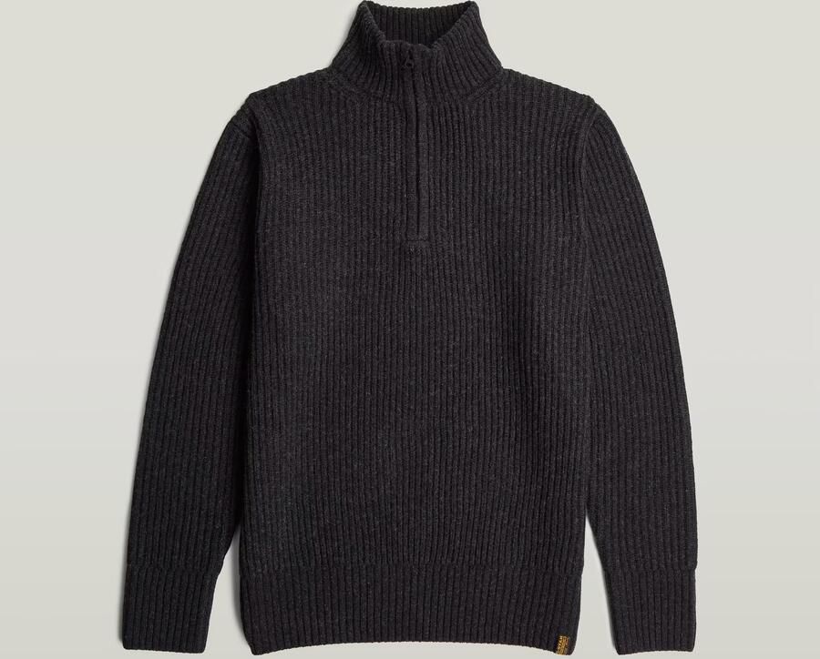 G-Star Raw Gebreide pullover van lanawolmix met opstaande kraag en ritssluiting - Foto 4