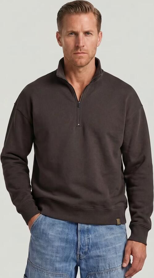 G-Star RAW Essential Loose Half Zip Sweater Bruin Heren - Foto 4