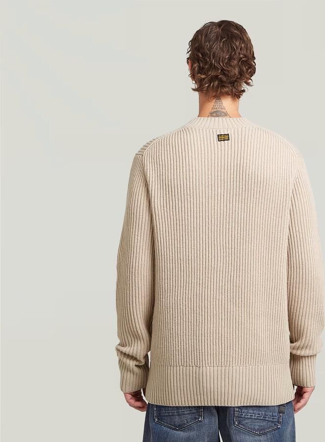 G-Star RAW Essential Ribbed Gebreide Trui Beige Heren
