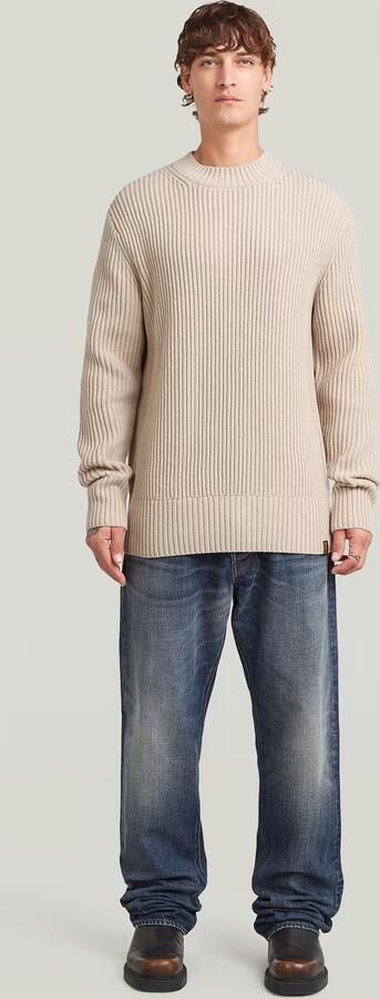 G-Star RAW Essential Ribbed Gebreide Trui Beige Heren - Foto 6