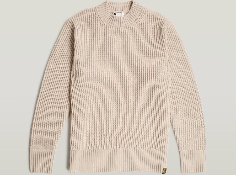 G-Star RAW Essential Ribbed Gebreide Trui Beige Heren - Foto 4