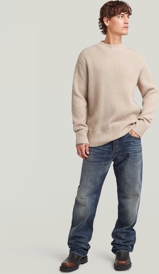 G-Star RAW Essential Ribbed Gebreide Trui Beige Heren - Foto 5