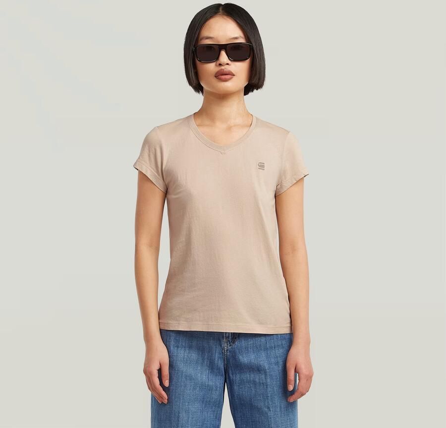 G-Star RAW Eyben Slim 2.0 V-Hals Top Beige Dames - Foto 7