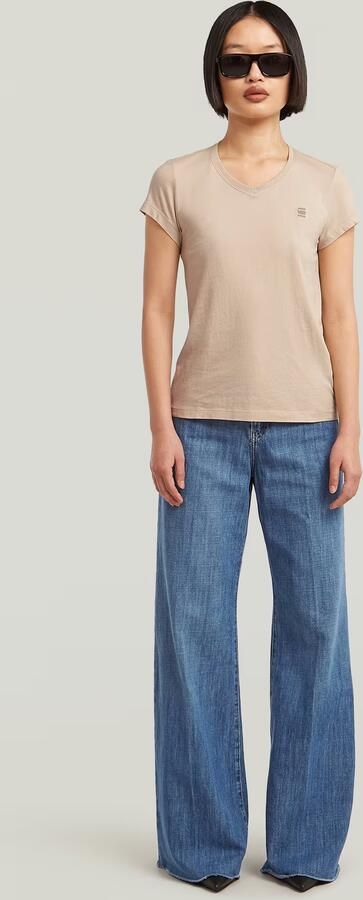 G-Star RAW Eyben Slim 2.0 V-Hals Top Beige Dames - Foto 6