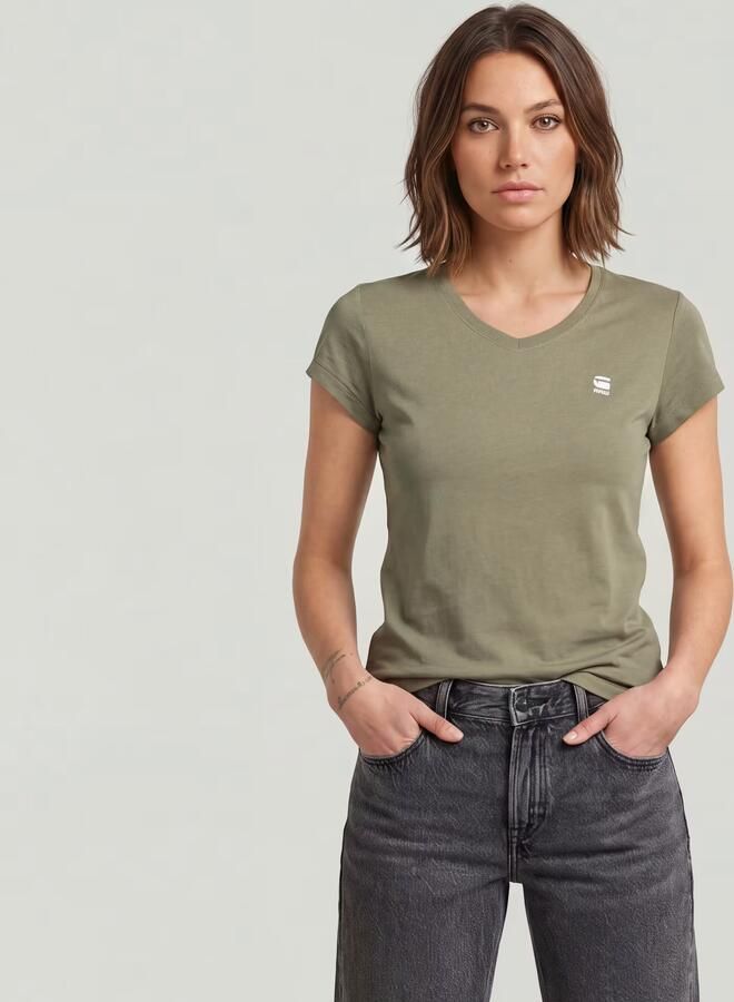 G-Star RAW Eyben Slim V-Hals Top 2.0 Groen Dames - Foto 7