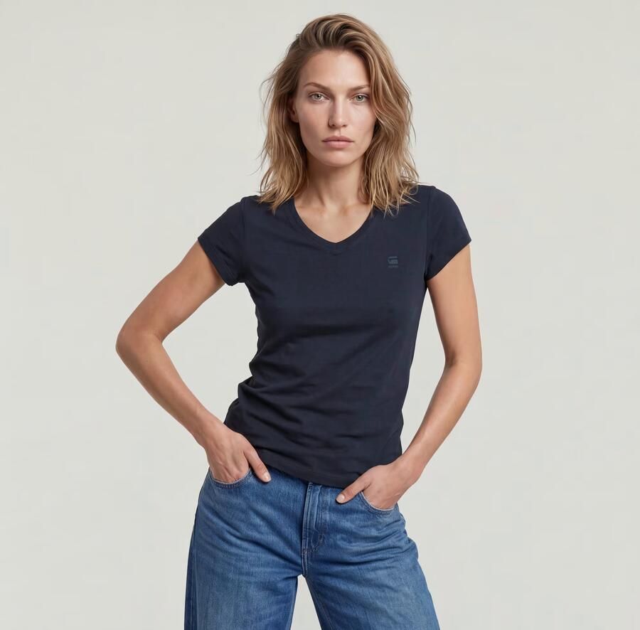 G-Star RAW Eyben Slim V-Neck Top 2.0 Donkerblauw Dames - Foto 9
