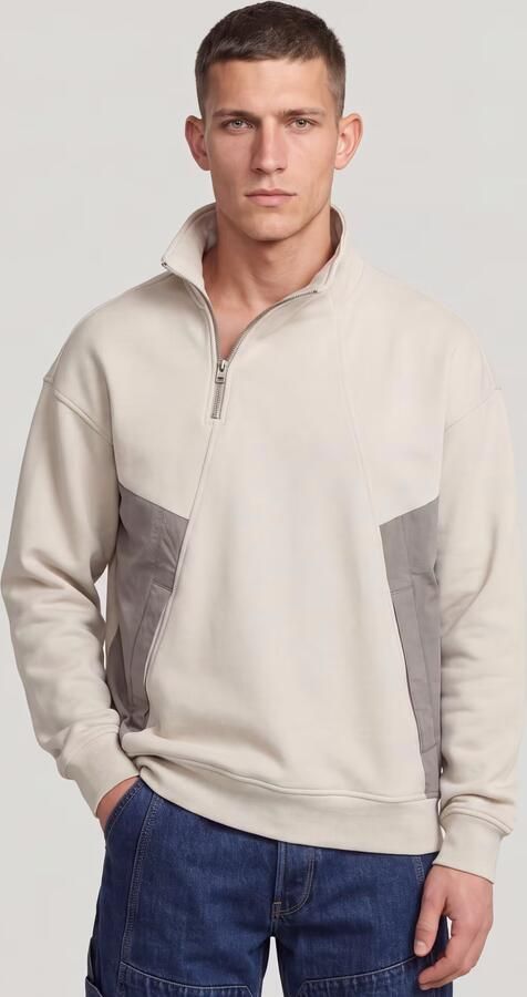 G-Star RAW Fabric Mix Half Zip Sweater Wit Heren - Foto 5