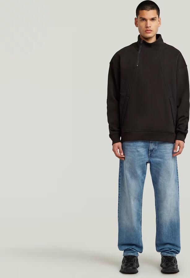 G-Star RAW Fabric Mix Half Zip Sweater Zwart Heren - Foto 4