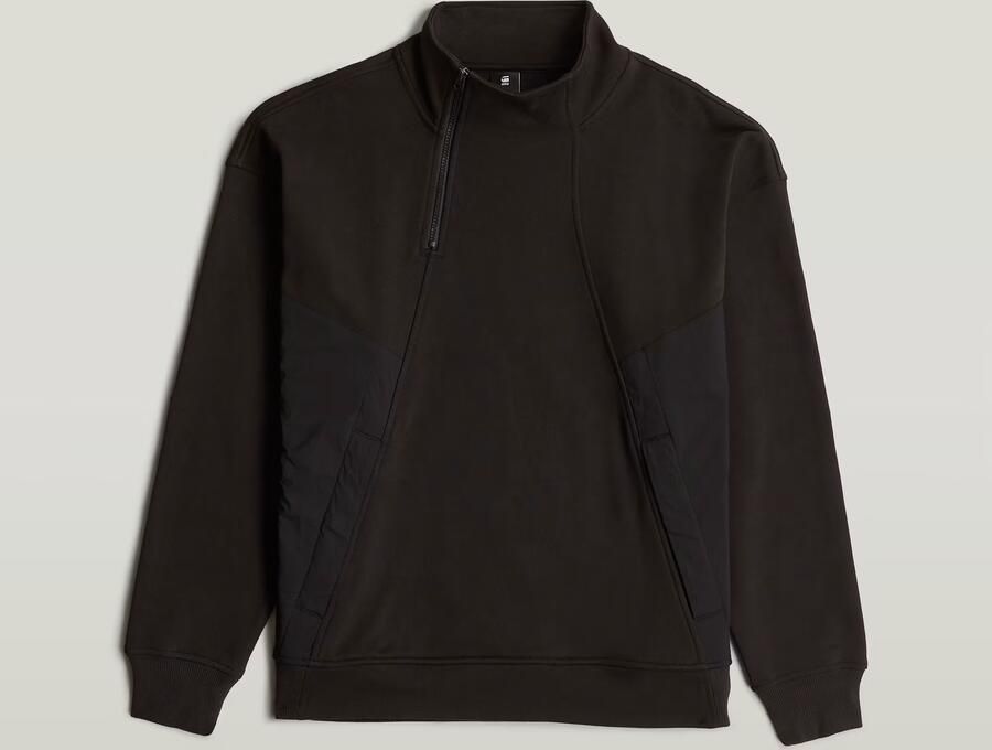 G-Star RAW Fabric Mix Half Zip Sweater Zwart Heren - Foto 3
