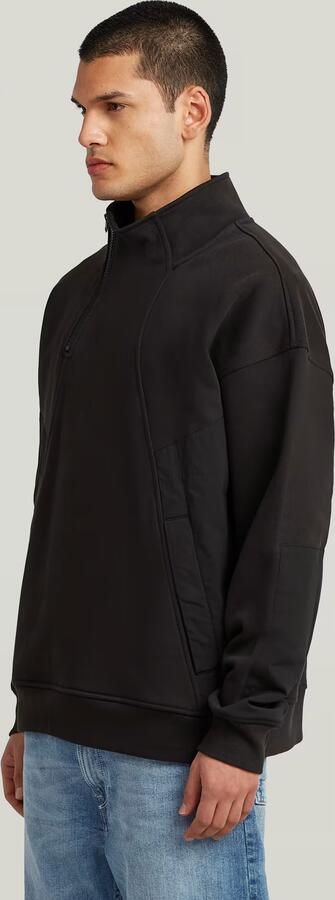 G-Star RAW Fabric Mix Half Zip Sweater Zwart Heren - Foto 5