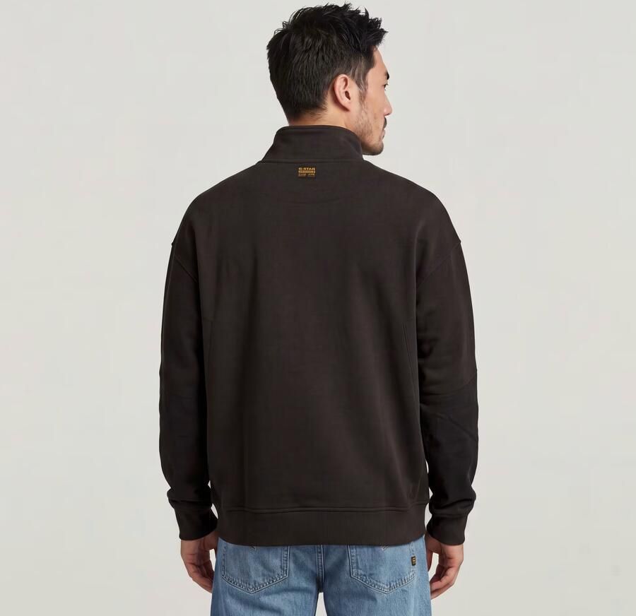 G-Star RAW Fabric Mix Half Zip Sweater Zwart Heren - Foto 4