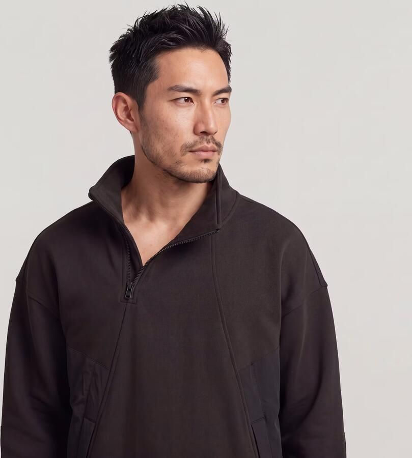 G-Star RAW Fabric Mix Half Zip Sweater Zwart Heren - Foto 5