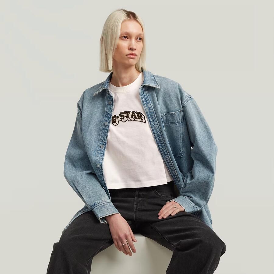 G-Star RAW Felt Logo Boxy T-shirt Wit Dames - Foto 2