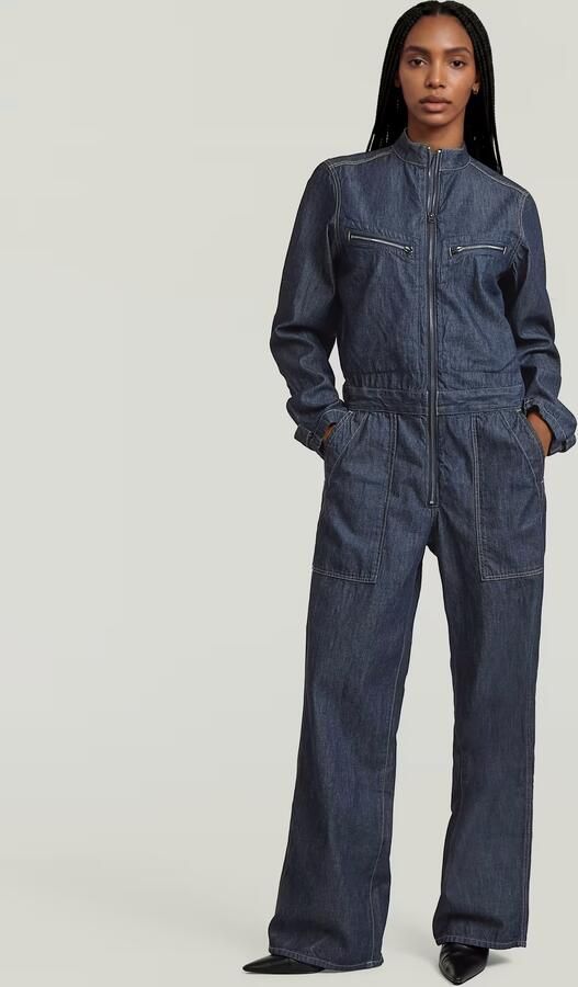 G-Star RAW Flight Longsleeve Jumpsuit Donkerblauw Dames