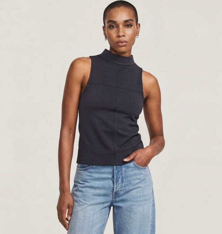 G-Star RAW Flowy Slim Mock T-Shirt Grijs Dames