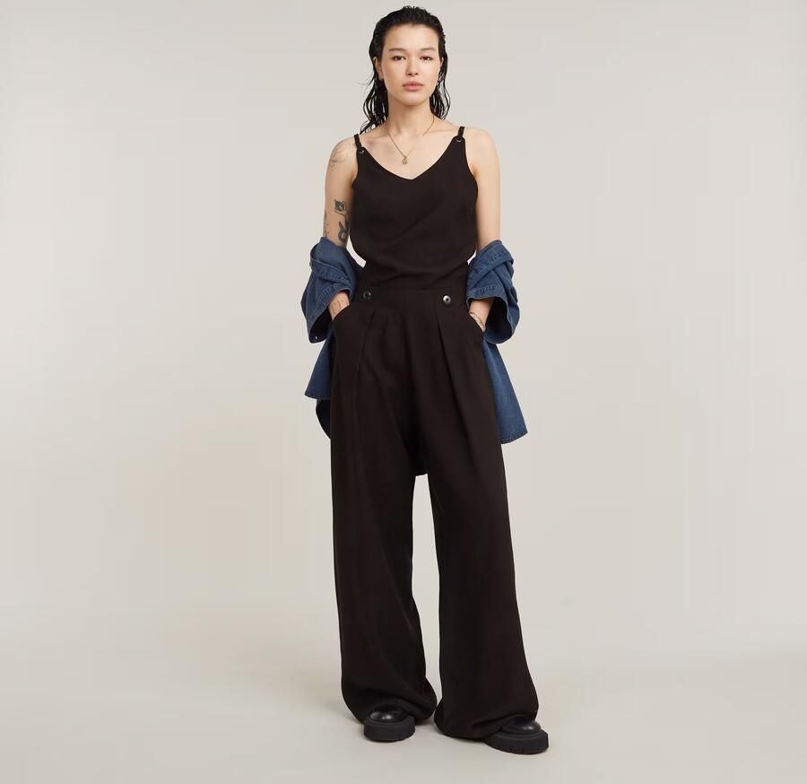 G-Star RAW Fluid Strap Jumpsuit Zwart Dames