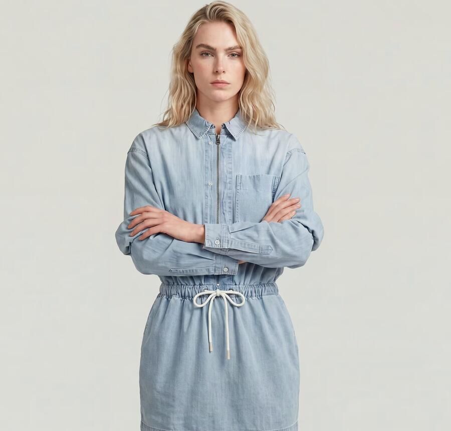 G-Star RAW Fluid Utility Jurk Lichtblauw Dames - Foto 5