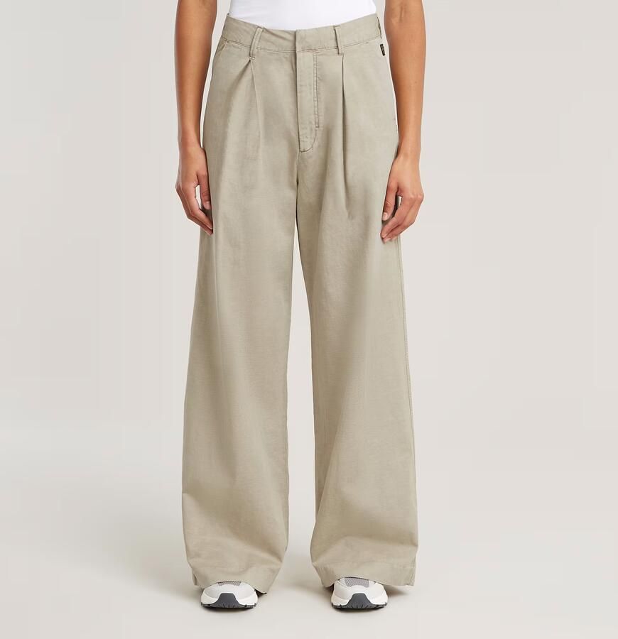 G-Star RAW Fluid Wide Leg Broek Beige Dames - Foto 7