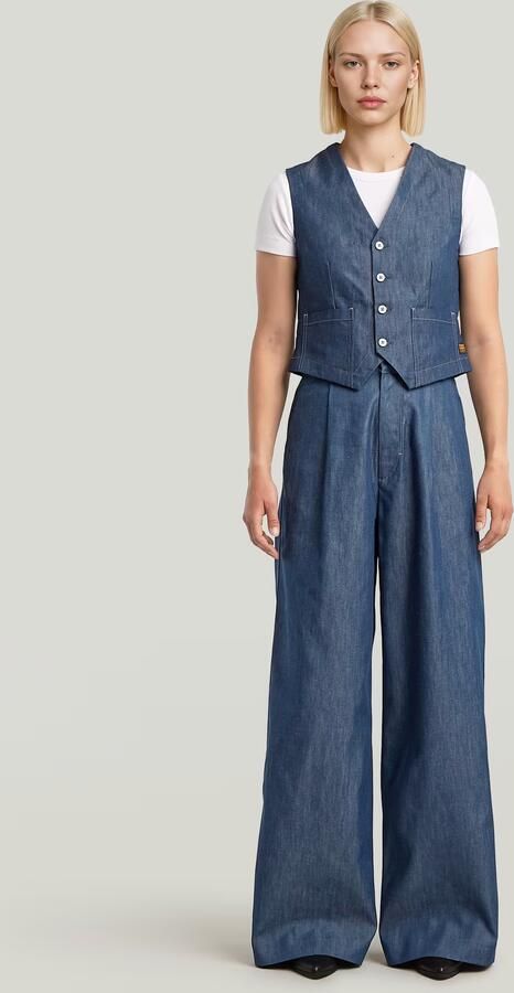 G-Star RAW Fluid Wide Leg Broek Donkerblauw Dames - Foto 6