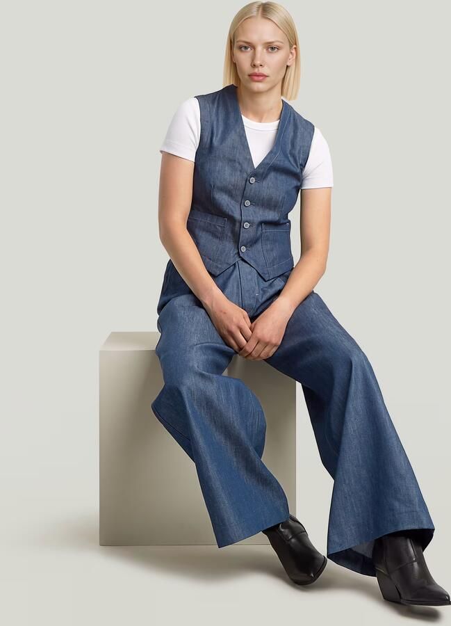 G-Star RAW Fluid Wide Leg Broek Donkerblauw Dames - Foto 3