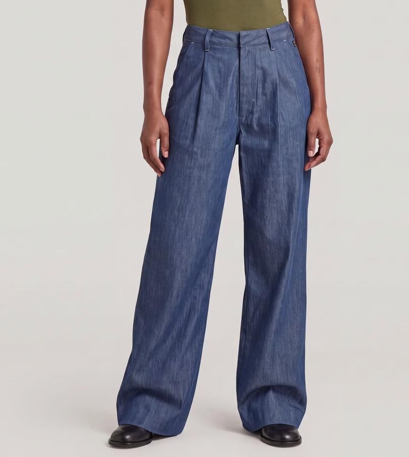 G-Star RAW Fluid Wide Leg Broek Donkerblauw Dames - Foto 5