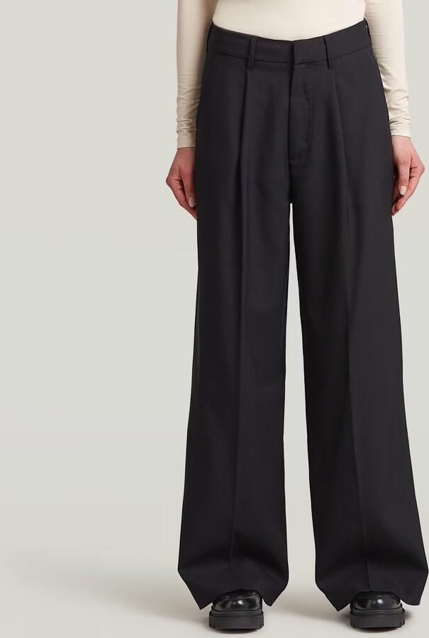 G-Star RAW Fluid Wide Leg Broek Zwart Dames
