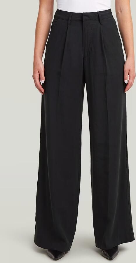 G-Star RAW Fluid Wide Leg Broek Zwart Dames