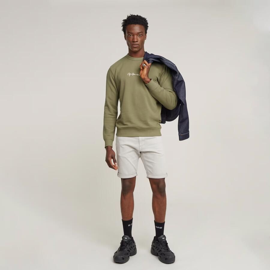 G-Star RAW G-Script Logo Sweater Groen Heren - Foto 2