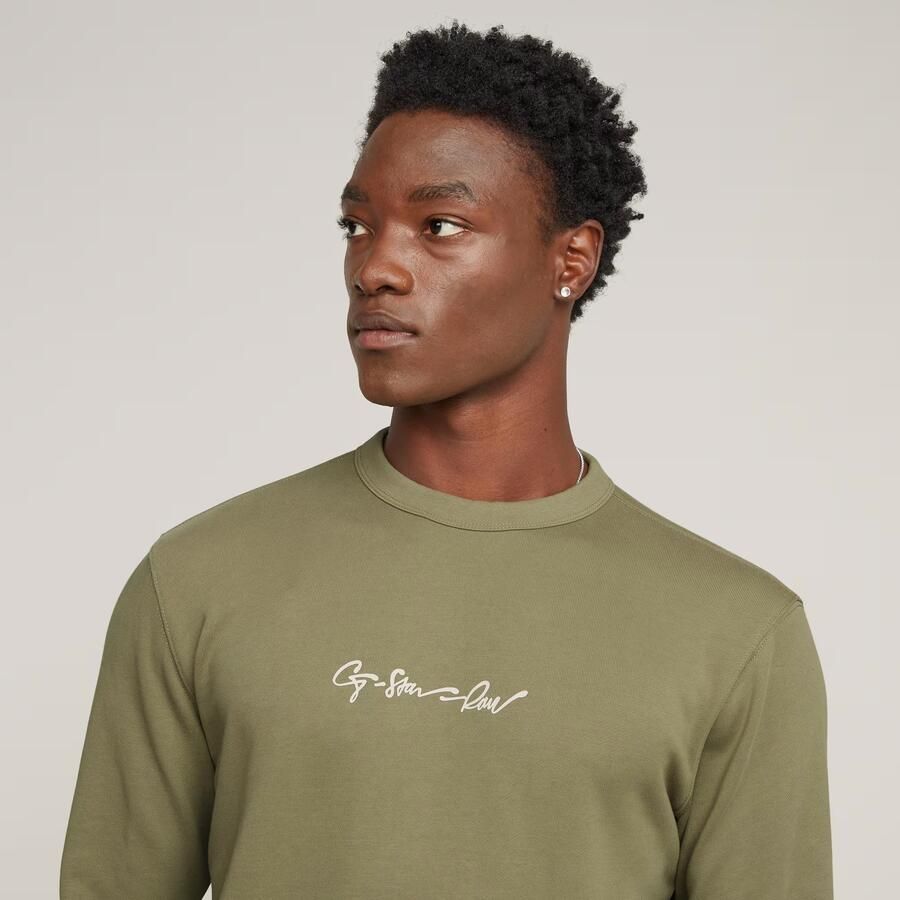 G-Star RAW G-Script Logo Sweater Groen Heren - Foto 4